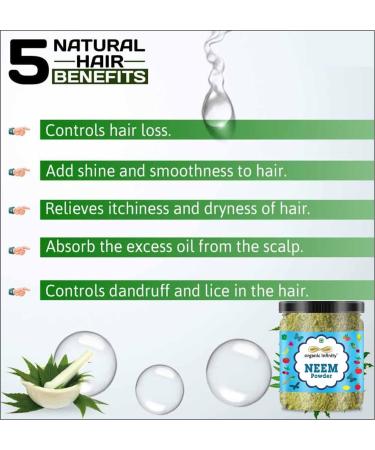 Green Velly Organic Infinity Neem Leaf Powder (Azadirachta Indica) for Pimple Free Clear Skin Healthy Hair & Hair Cleanser/Skin and Face Care Powder Pack - 100 GM by Organic Infinity - Buy Online on GoSupps.com