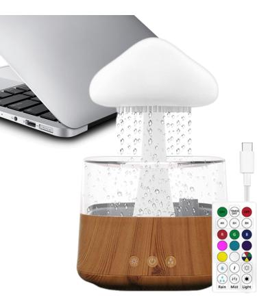 Cloud Diffuser with Rain Colorful Raining Cloud Night Light | Colorful Remote Control Raining Cloud Night Light with Charging Cable for Workplace Ch08 Wood Grain With Remote Control - Buy Online on GoSupps.com