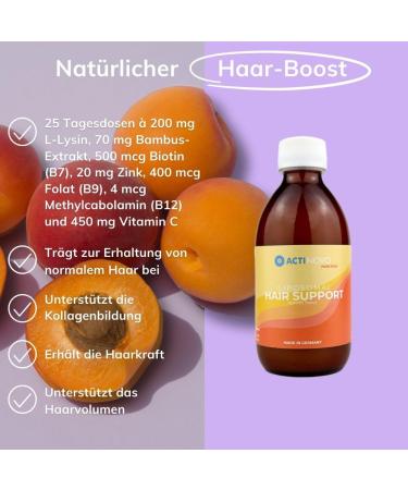 Hair Support Supplement | 25 Daily Doses | 200 mg L-Lysine | Vegan & Gluten-Free | High Dose Biotin | Liposomal Formula | Made in Germany - Buy Online on GoSupps.com