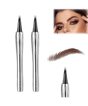 Cooklesa Eyebrow Long-Lasting Natural 3D Waterproof Microblading Eyebrow Pencil Cooklesa Upgraded Natural Waterproof Eyebrow Pen with Microfine Tip (Brown-2pcs)