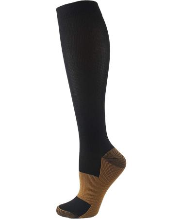 4 Pairs Copper Compression Socks for Men & Women | 15-20 mmHg Medical Grade | Ideal for Sports Running Plantar Fasciitis Nurses | L-XL Black - Buy Online on GoSupps.com