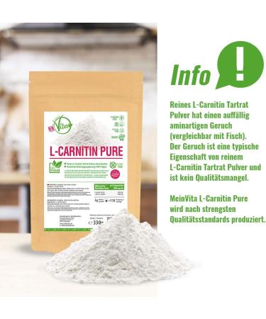 My Vita L-Carnitine PURE 330g - 100% Pure L-Carnitine Tartrate Powder | No Additives | International Shipping Available - Buy Online on GoSupps.com