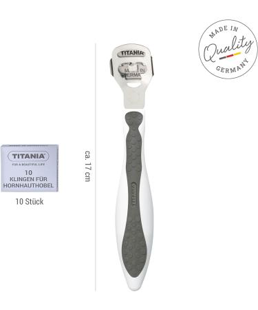 Buy Titania Hornhaut Hobel - Stainless Steel Corn Skin Remover with 10 Replacement Blades | Made in Germany | Best Quality Corn Cutter - Buy Online on GoSupps.com