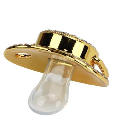 Personalized Baby Bling Pacifier Clip - Curved Gold Clip with Dust Protection | 26 Letters for Babies 6-18 Months (Letter A) - Buy Online on GoSupps.com