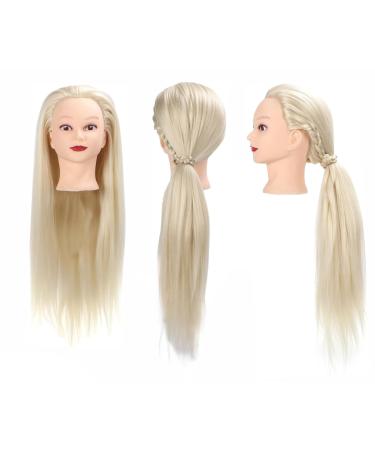 Professional manure puppet head hairstyling training head for hairdresser braiding cosmetics puppet head hairdressing practice training head with smooth long hair (beige)