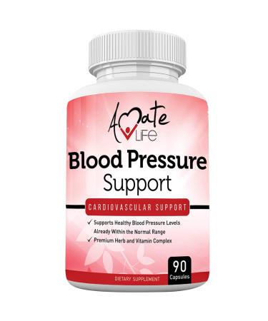 Amate Life Lower Blood Pressure Health Formula - Blood Pressure Pills Supplement with Hawthorne Garlic Hibiscus & Olive Leaf- Heart Health Supplements for High Blood Pressure 90 Capsules