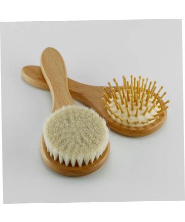 Organic Bamboo Baby Hairbrush Set for Natural Hair Care - Wooden Comb and Soft Wool Bristles for Infant Scalp and Toddler Bathing Essentials - Buy Online on GoSupps.com
