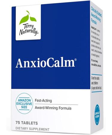 Terry Naturally AnxioCalm - 75 Tablets - Fast-Acting, Non-Drowsy, Non-Addictive Formula - Safe for Adults & Children 4+ Years - Non-GMO - 37 Servings - Buy Online on GoSupps.com