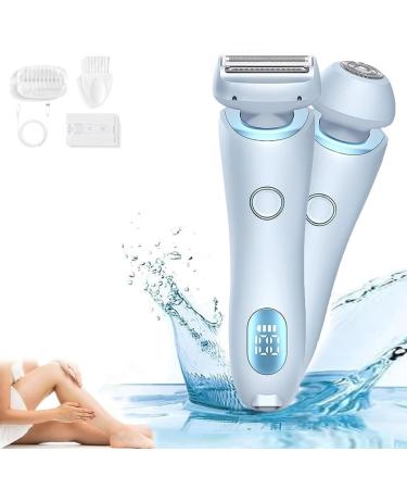 Duskofficial Razor 2 in 1 Electric Shaver Razors for Women Duskofficial Official Electric Razor Bikini Legs Underarm Public Hairs Rechargeable Trimmer with Detachable Head (Blue)