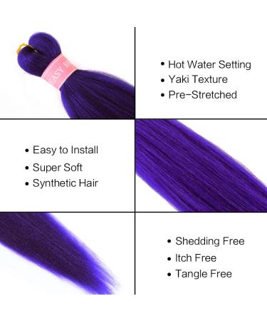 AQINBEL 26 Inch Purple Pre-Stretched Braiding Hair - 8 Bundles | Itch-Free Synthetic Fiber Crochet Twist Braids | Yaki Texture Extensions - Buy Online on GoSupps.com