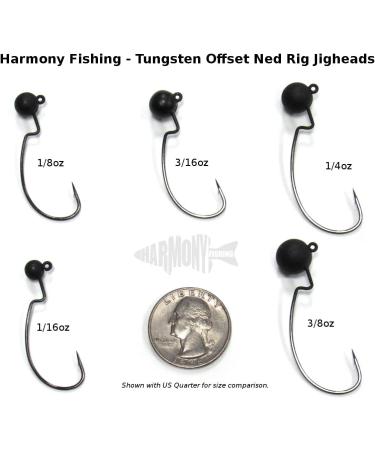 Harmony Fishing Tungsten Offset Weedless Ned Rig Jigheads 1/8oz - 5 Pack - Buy Online on GoSupps.com