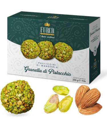 Furco | Granella Pistachio | Italian Almond Paste Biscuits Box 250g | Artisan Italian | Pasticcini di mandorla (Granella Pistachio) - Buy Online on GoSupps.com
