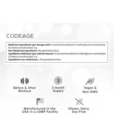 Codeage Creatine Monohydrate Powder Supplement Pure Creatine 5000mg 3-Month Supply Unflavored Micronized Muscle Support Keto-Friendly - 90 Servings - Buy Online on GoSupps.com
