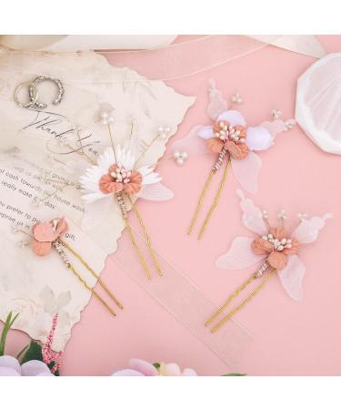 IYOU Flower Girl Headpiece Pink Floral Hair Pins Communion Bridal Wedding Hair Accessories for Girls - Buy Online on GoSupps.com
