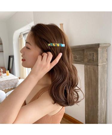 3-Piece Automatic Hair Clips for Women - Small French Shield Clips in Marble Periwinkle Turquoise & Amethyst - Ideal for Thin & Medium Hair - Buy Online on GoSupps.com