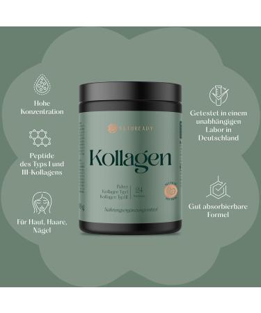 Natuready Collagen Peptide Powder - High Dose Type I & III No Added Sugar 3 Flavors 24 Portions - Laboratory Tested Tasteless & Neutral - Buy Online on GoSupps.com
