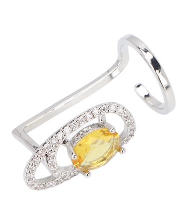 TIKATARER Nail Rings Fingernail Ring Rhinestones Nail Ring Nail Rings With Nails Attached Shiny Delicate Finger Nail Cover Ring Nail Art Charm for Dancing Party Dating (Yellow)