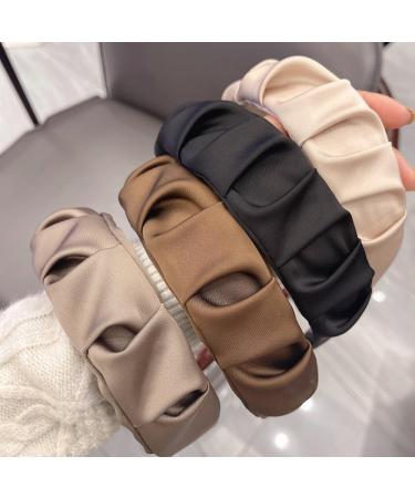 Pleated Fabric Headbands for Women Hair Band for Women Wide Women's Headband Hair Bands Hair Band Hair Accessories for Women Girls Beige - Buy Online on GoSupps.com