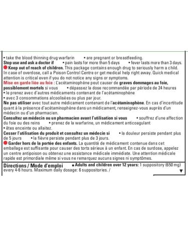 ACET Suppository for Fever & Pain 650mg - Fever Reducer Suppositories for Kids (12 & up) & Adults - Comfortable & Safe Acetaminophen Suppository - For Rectal Use Only ACET - 650 - Buy Online on GoSupps.com