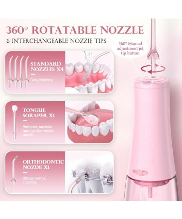 350mL Water Flosser - Cordless Dental Oral Irrigator with 6 Jet Tips 3 Modes USB Rechargeable IPX7 Waterproof - Perfect for Home & Travel (Pink - Buy Online on GoSupps.com