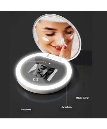 UV Camera Mirror 2X Magnification 3.5 Inch Compact Mirror with LED Light Professional Sunscreen Testing Mirror Handheld Makeup Mirror for Travel Outdoor - Buy Online on GoSupps.com