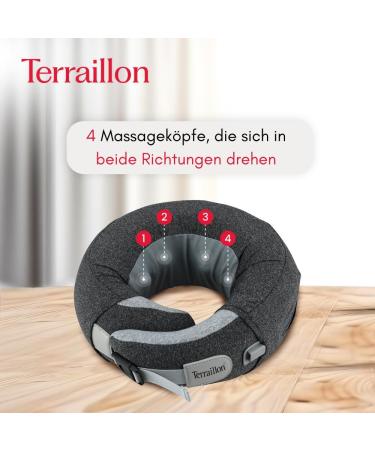 Terraillon Neck Massage Cushion - Relaxing Neck Massager with 3 Speeds Heating Adjustable Belt & USB-C | Stress Relief & Comfort - Buy Online on GoSupps.com