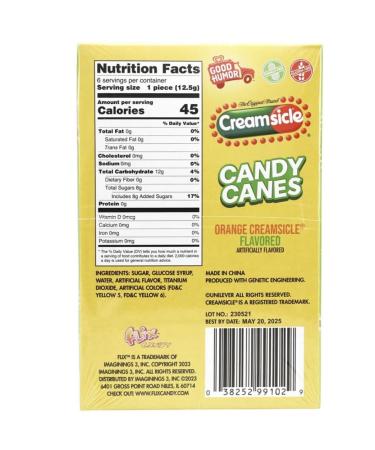 Good Humor Orange Creamsicle Candy Canes - 6ct Box | Irresistible 2.64oz Treats for International Shipping - Buy Online on GoSupps.com