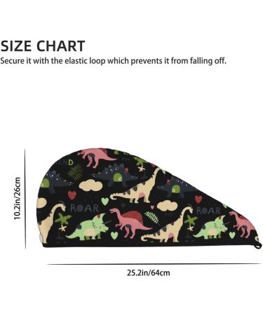 Cute Dinosaurs Microfiber Hair Towel | Super Absorbent Coral Velvet Wrap for Women | Quick Dry Cap for Long Curly & Thick Hair - Buy Online on GoSupps.com