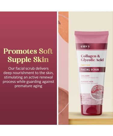 Envy Collagen & Glycolic Acid Face Scrub - Anti-Aging Exfoliating Wash | Vegan Cruelty-Free Korean Skincare for All Skin Types - 200ML - Buy Online on GoSupps.com
