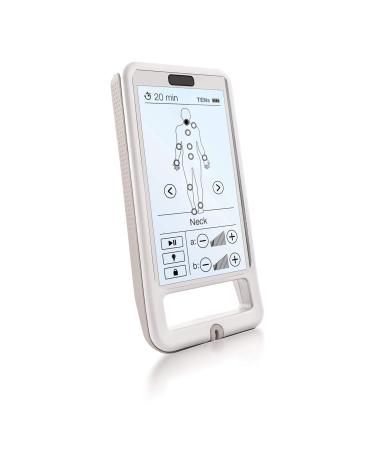 Touch Screen TENS and EMS Massager by Touch Stim - Electric Muscle Contraction Stimulator for Pain Relief - Massage Unit and Pain Therapy Device (White)