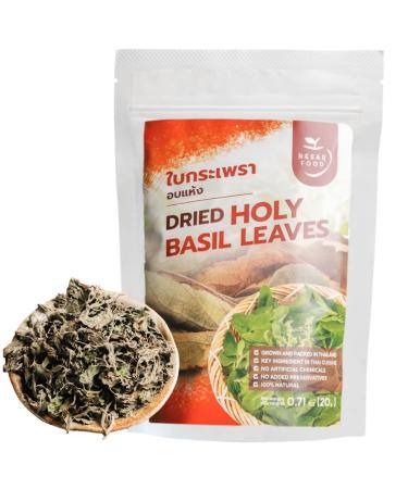 Premium Thai Holy Basil Leaves, Dried, Essential Thai Herbs and Spices ingredient in Asian cooking, Natural and Aromatic 20 G (0.71 oz Pack of 1) Perfect for cooking and seasoning by NESAR FOOD