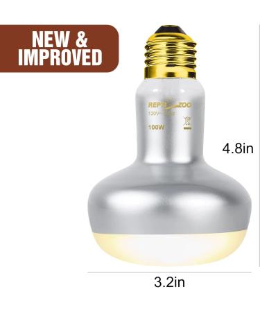 REPTI ZOO 100W 2 Pack Intense Basking Heat Lamp Bulb - Simulated Sunlight for Reptile Chick Brooder - UVA Heat Emitter - Buy Online on GoSupps.com