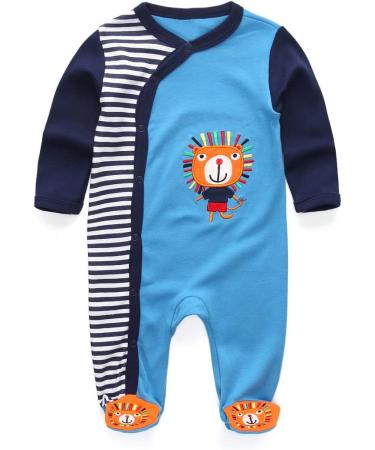 MAMIMAKA Baby Rompers Pajamas Cotton Jumpsuit | Boys Girls Sleepsuit Long Sleeve Footed Bodysuits | 0-3 Months | 2-Pack - Buy Online on GoSupps.com