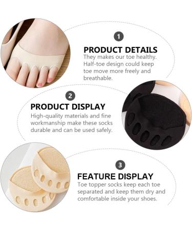 Buy Open Toe No Show Socks - 4 Pairs Clear Heel Slipper Socks for Men & Women - Comfortable Cotton Toe Topper Socks for Sandals - Buy Online on GoSupps.com