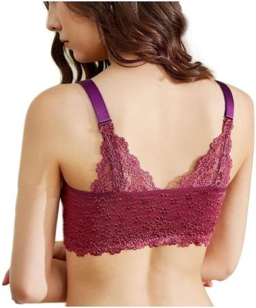 Mastectomy Bra for Women | Sexy Floral Lace Wireless Sleep Bralette | Post-Surgery Comfort | Front Zip Purple - Buy Online on GoSupps.com