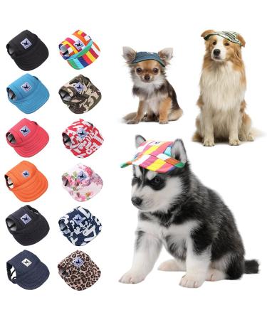 Urfeda dogs hats basecap baseball cap for pets dog sport hat dog sun hat summer adjustable sun protection hat travel hat with ear holes and adjustable chin strap family hats out outside black/s