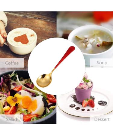 Soup Spoons Stainless Steel Tablespoons with 6 Colors 5 Pieces of Kitchen Dinner Dessert Scoops Set for Tea Dessert Salt Sugar(Red) - Buy Online on GoSupps.com