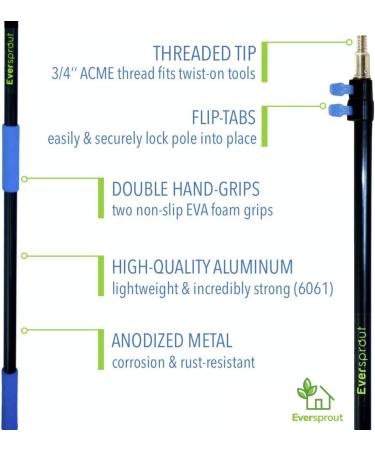 Eversprout 20 Ft Reach Cobweb Duster with 12ft Extension Pole | Medium-Stiff Bristles | Lightweight 3-Stage Aluminum | Indoor & Outdoor Use - Buy Online on GoSupps.com
