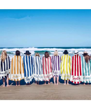 Custom Name Beach Towel - Sand Free Microfiber, Quick Dry, Personalized Stripes Print - 30x60 Inch Pink Towel for Adults & Kids - Buy Online on GoSupps.com