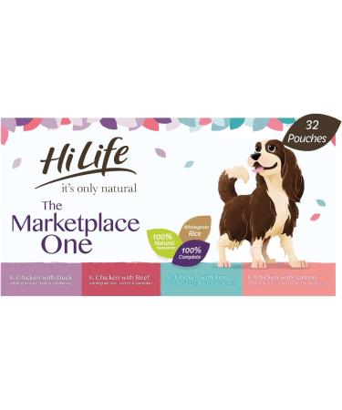 HiLife it's only natural - Complete Wet Dog Food - The Marketplace One - 100% Natural Ingredients Multipack 32 Pouches x 150g Single Marketplace Multipack 150 g (Pack of 32) - Buy Online on GoSupps.com