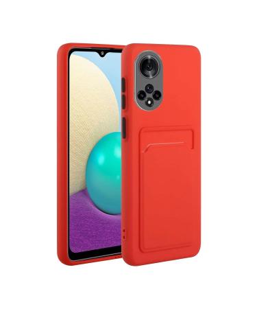 Tivenfezk Nadoli Silicone Case for Honor 50 Ultra thin shockproof scratch -resistant wallet soft TPU protective cover mobile phone case with credit card holder Honor 50 red