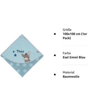 Buy Sterntaler Emmi Hooded Towel for Babies & Children - Embroidered Hooded Bath Towel 100x100 cm Donkey Emmi Blue - International Shipping Available - Buy Online on GoSupps.com