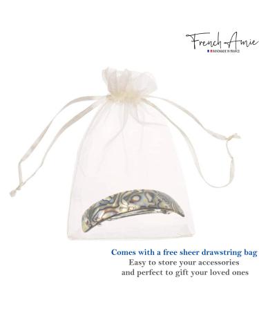 French Amie Onyx Handmade Curved Celluloid Hair Clip Barrette - Onyx Silver Grey - Buy Online on GoSupps.com