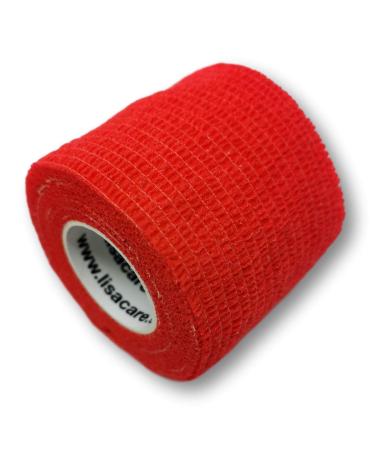 Lisacare self -adhesive associations - 12 rolls 5cm wide - medical device - wrap bandage for fast first aid with color and motif selection (red) red 12 -series set
