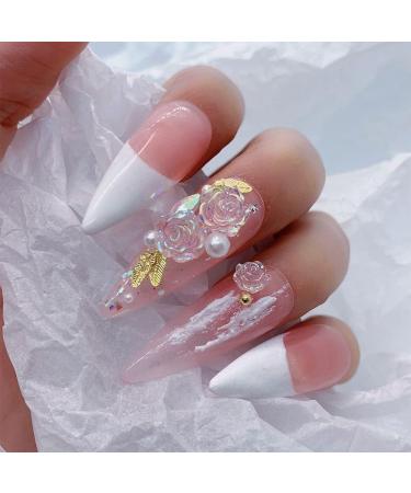 Wedding Acrylic Resin Charms Elegant Nail Art Decor Aurora 3D White Nail Rhinestones Camellia - Buy Online on GoSupps.com