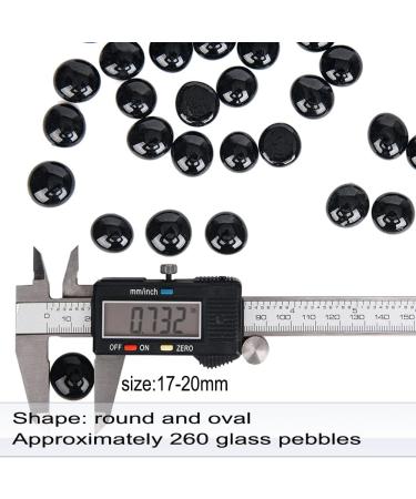 Hisredsun 290 Black Glass Stones - 1.35 kg Decorative Pebbles for Vase Aquarium Flowerpot & Landscaping - 17-20mm Flat Marble Pearls - Buy Online on GoSupps.com