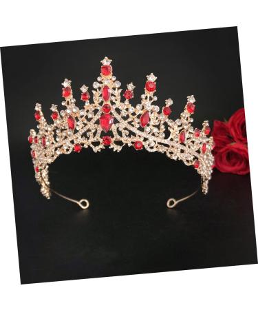 Ipetboom Diamond Crown Rhinestone The Crown Tiara for Women Bridal Hair Clip Bridal Crown Women Crown Shiny Birthday Prom Crowns Girl Hair Clips Hair Bands Crystal Wedding Bride Zinc Alloy 17X17X7.5CM Golden Red - Buy Online on GoSupps.com