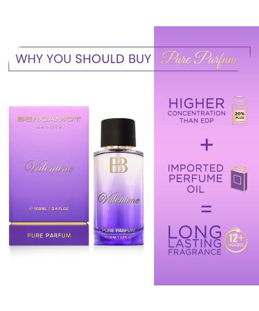 Bergamot_Beaute VALENTINE Pure Parfum Jasmine Lavender & Musky 12+ Hrs Long Lasting Liquid Perfume For Women Higher Concentration Than Eau De Parfum 100ml - Buy Online on GoSupps.com