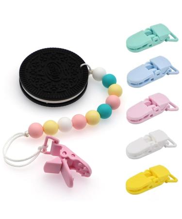 DHWEKU Pacifier Clips Set - Colorful T-Clip Baby Clip (6 PCS) | Durable Plastic Pacifier Chain Clips for Infants | International Shipping Available - Buy Online on GoSupps.com