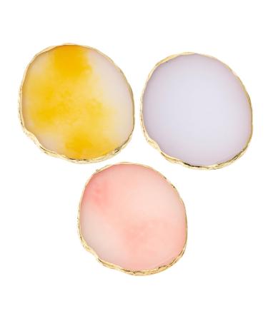 SAFIGLE SAFIGLE 3 Piece Resin Manicure Mixing Palettes with Gold Rim Lightweight Shatter-Resistant Nail Polish Mixing Board for Precision Color Mixing Compact Portable for Professional DIY Nail Art